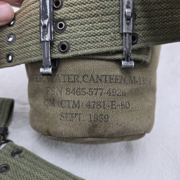 Vintage US Military Army Metal Aluminum Canteen w/ Belt & Cover 1939-1943 WW2 - Picture 3 of 12